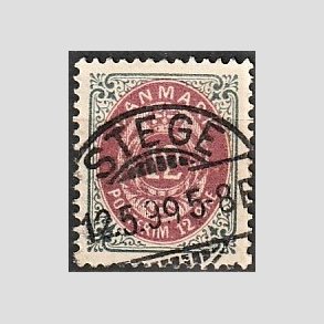 FRIM�RKER DANMARK | 1895 - AFA 26By - 1K - 12 �re gr�/r�dlilla - Lux Stemplet 