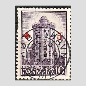 FRIM�RKER DANMARK | 1944 - AFA 283 - R�de Kors provisorium - + 5/ 10 �re violet - Pragt Stemplet