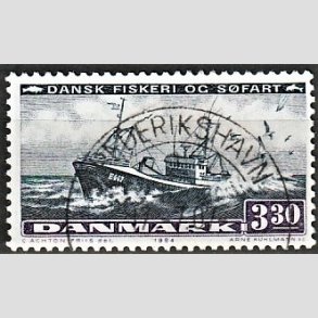 FRIM�RKER DANMARK | 1984 - AFA 811 - Fiskeri og s�fart - 3,30 Kr. sortbl�/violet - Pragt Stemplet