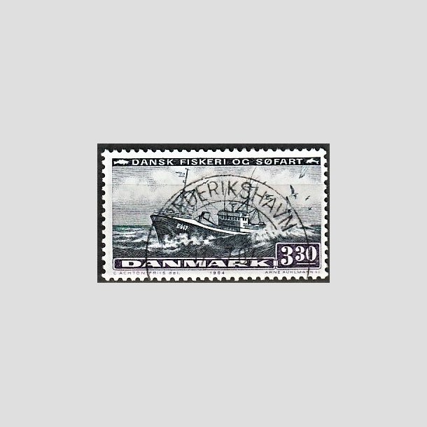 FRIMRKER DANMARK | 1984 - AFA 811 - Fiskeri og sfart - 3,30 Kr. sortbl/violet - Pragt Stemplet