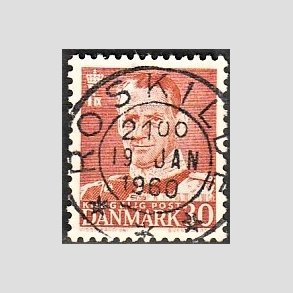 FRIMRKER DANMARK | 1952-53 - AFA 337 - Fr. IX 30 re rd - Pragt Stemplet Roskilde