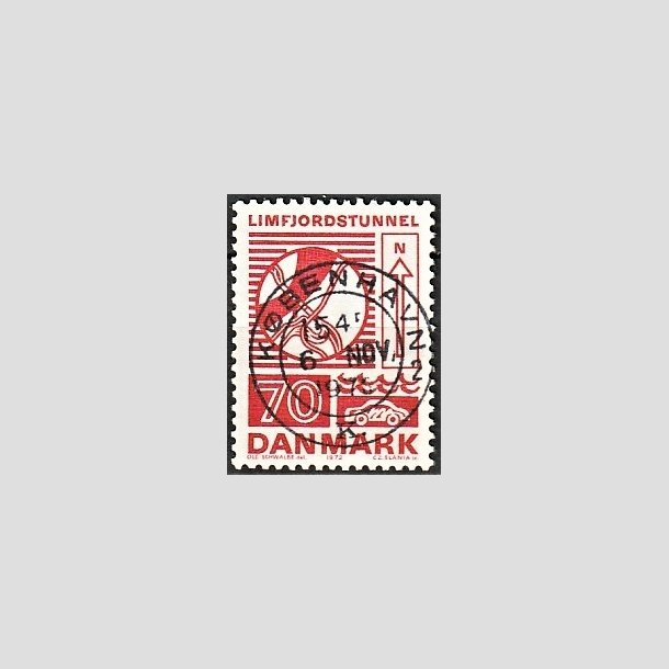 FRIMRKER DANMARK | 1972 - AFA 536 - Trafiktekniske anlg - 70 re rd - Pragt Stemplet