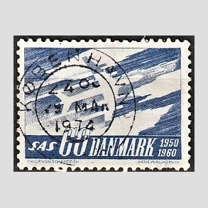 FRIM�RKER DANMARK | 1961 - AFA 391 - SAS 10 �rs jubil�um - 60 �re bl� - Lux Stemplet