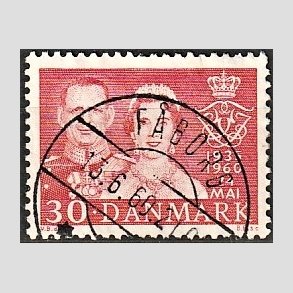 FRIM�RKER DANMARK | 1960 - AFA 384 - S�lvbryllup - 30 �re r�d - Pragt Stemplet F�borg