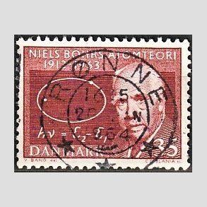 FRIM�RKER DANMARK | 1963 - AFA 420 - Niels Bohr - 35 �re r�dbrun - Pragt Stemplet