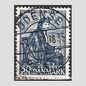 FRIM�RKER DANMARK | 1938 - AFA 251 - Thorvaldsen 30 �re bl� - Pragt Stemplet