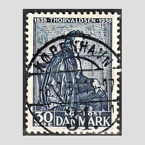 FRIM�RKER DANMARK | 1938 - AFA 251 - Thorvaldsen 30 �re bl� - Pragt Stemplet