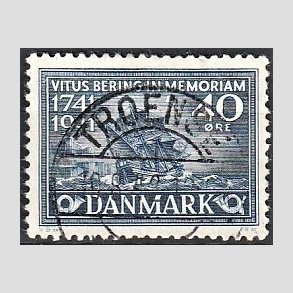 FRIM�RKER DANMARK | 1941 - AFA 272 - Vitus Bering 40 �re bl� - Lux Stemplet Troense