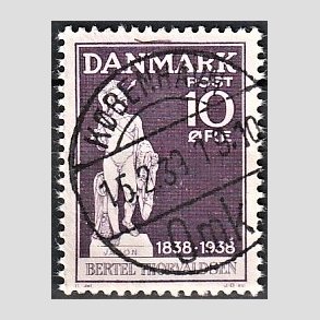 FRIM�RKER DANMARK | 1938 - AFA 250 - Thorvaldsen 10 �re violet - Lux Stemplet K�benhavn