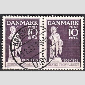 FRIMRKER DANMARK | 1938 - AFA 250 - Thorvaldsen 10 re violet i par - Lux Stemplet