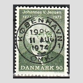 FRIM�RKER DANMARK | 1973 - AFA 542 - Johannes V. Jensen - 90 �re gr�n - Pragt Stemplet K�benhavn
