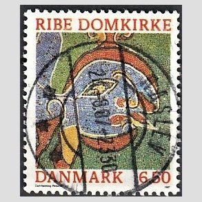 FRIM�RKER DANMARK | 1987 - AFA 881 - Ribe Domkirke - 6,50 Kr. flerfarvet - Pragt Stemplet