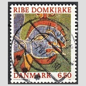 FRIM�RKER DANMARK | 1987 - AFA 881 - Ribe Domkirke - 6,50 Kr. flerfarvet - Pragt Stemplet