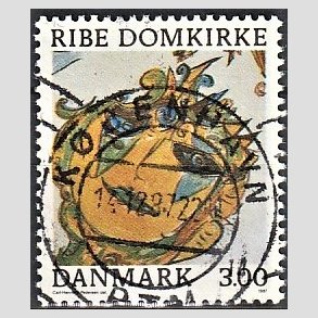 FRIM�RKER DANMARK | 1987 - AFA 879 - Ribe Domkirke - 3,00 Kr. flerfarvet - Pragt Stemplet