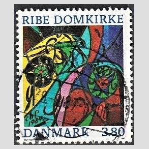 FRIM�RKER DANMARK | 1987 - AFA 880 - Ribe Domkirke - 3,80 Kr. flerfarvet - Pragt Stemplet