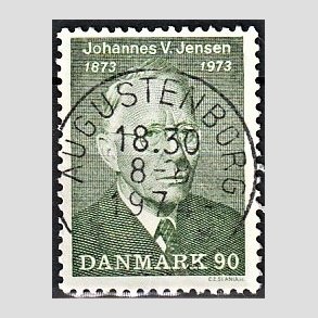 FRIM�RKER DANMARK | 1973 - AFA 542 - Johannes V. Jensen - 90 �re gr�n - Pragt Stemplet Augustenborg