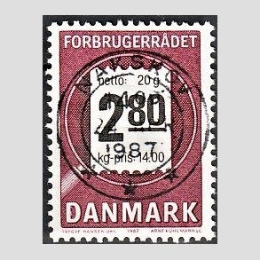 FRIM�RKER DANMARK | 1987 - AFA 878 - Forbrugerr�det 40 �r. - 2,80 Kr. lilla/sort - Pragt Stemplet Nakskov