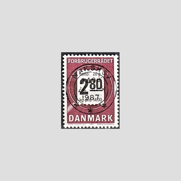 FRIMRKER DANMARK | 1987 - AFA 878 - Forbrugerrdet 40 r. - 2,80 Kr. lilla/sort - Pragt Stemplet Nakskov