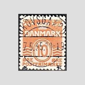 FRIM�RKER DANMARK | 1933 - AFA 202 - B�lgelinie 10 �re orange type IA - Pragt Stemplet