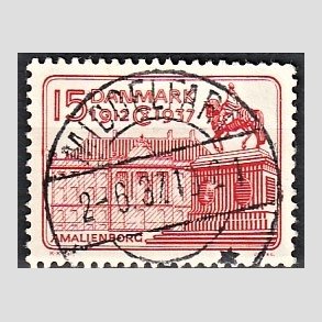 FRIM�RKER DANMARK | 1937 - AFA 241 - Chr. X 25 �re jubil�um 15 �re r�d - Lux Stemplet Middelfart