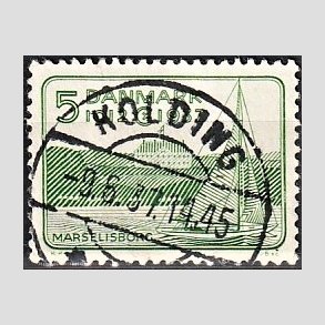 FRIM�RKER DANMARK | 1937 - AFA 239 - Chr. X 25 �re jubil�um 5 �re gr�n - Lux Stemplet Kolding