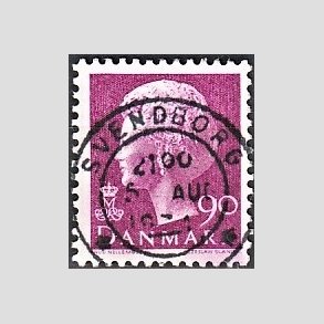 FRIMRKER DANMARK | 1974 - AFA 562 - Dronning Margrethe - 90 re violet - Pragt Stemplet Svendborg