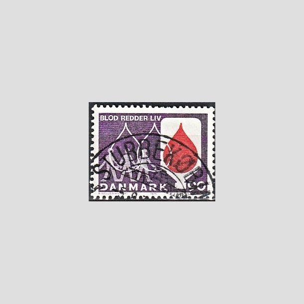 FRIMRKER DANMARK | 1974 - AFA 558 - Bloddonorsagen - 90 re violet/rd - Pragt Stemplet