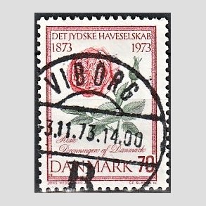 FRIM�RKER DANMARK | 1973 - AFA 546 - Jydske Haveselskab 100 �r - 70 �re rosa/gr�n/r�d - Pragt Stemplet