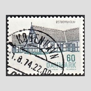 FRIM�RKER DANMARK | 1972 - AFA 539 - Dansk bygningskunst - 60 �re bl�/gr�n/sort - Pragt Stemplet