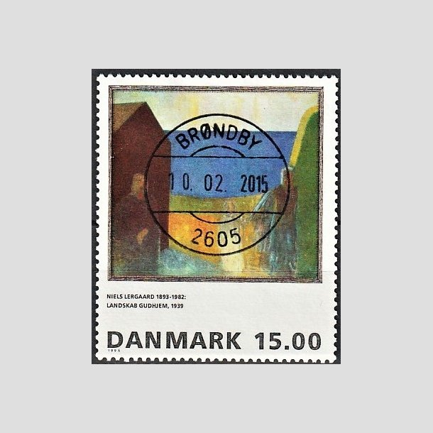 FRIMRKER DANMARK | 1995 - AFA 1100 - Niels Lergaard - 15,00 Kr. flerfarvet - Pragt Stemplet