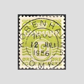 FRIM�RKER DANMARK | 1952-53 - AFA 335 - B�lgelinie 12 �re lysgr�n - Lux Stemplet 