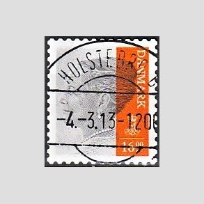 FRIMRKER DANMARK | 2013 - AFA 1737 - Dronning Margrethe - 16 Kr. gr/orange - Pragt Stemplet