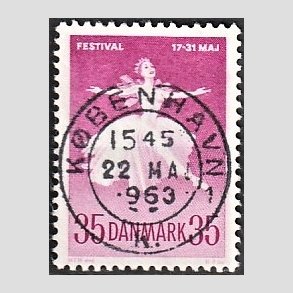 FRIM�RKER DANMARK | 1959 - AFA 377 - Ballet og Musikfestival - 35 �re r�dlilla - Pragt Stemplet