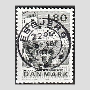 FRIM�RKER DANMARK | 1978 - AFA 666 - Dansk fiskeri - 1,80 Kr. sortgr�n - Pragt Stemplet