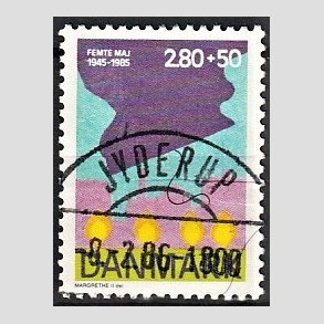 FRIMRKER DANMARK | 1985 - AFA 831 - 40-ret for befrielsen - 2,80 + 50 re Kr. flerfarvet - Pragt Stemplet Jyderup