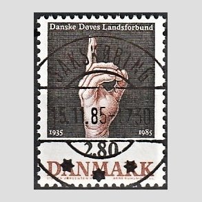 FRIM�RKER DANMARK | 1985 - AFA 844 - D�ves Landsforbund 50 �r - 2,80 Kr. flerfarvet - Pragt Stemplet