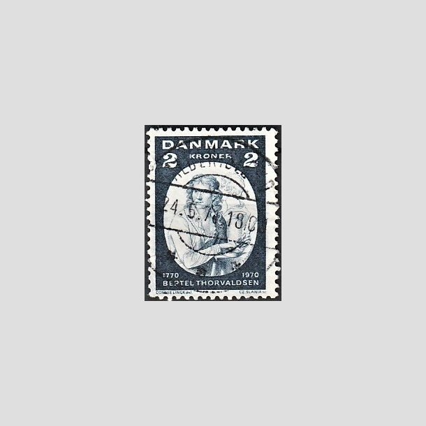 FRIMRKER DANMARK | 1970 - AFA 508 - Bertel Thorvaldsen - 2 Kr. bl - Lux Stemplet "TORSHAVN"