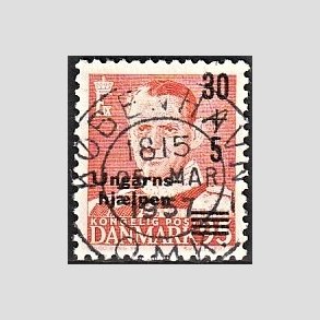 FRIM�RKER DANMARK | 1957 - AFA 369 - Ungarnshj�lpen - 30 + 5 �re oranger�d - Pragt Stemplet