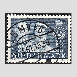 FRIM�RKER DANMARK | 1960 - AFA 385 - S�lvbryllup - 60 �re bl� - Lux Stemplet Lemvig