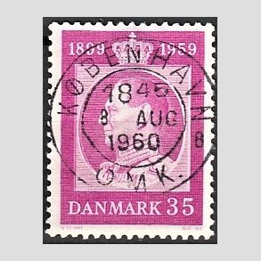 FRIM�RKER DANMARK | 1959 - AFA 375 - Frederik IX 60 �r - 35 �re r�dlilla - Pragt Stemplet