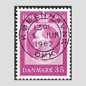 FRIM�RKER DANMARK | 1959 - AFA 375 - Frederik IX 60 �r - 35 �re r�dlilla - Pragt Stemplet