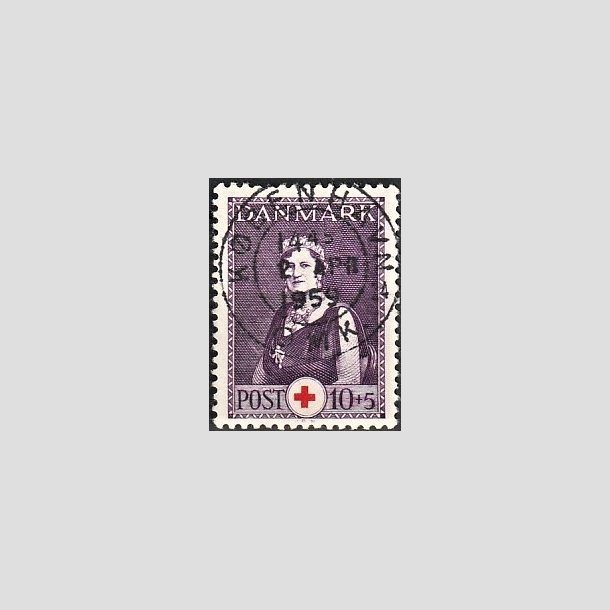 FRIMRKER DANMARK | 1939 - AFA 252 - Dronning Alexandrine Rde Kors - 10 + 5 re violet/rd - Pragt Stemplet