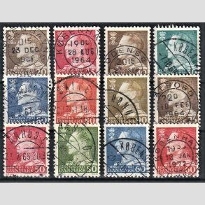 FRIMRKER DANMARK | 1961 - AFA 393 mv. - Fr. IX i ny gravering 12 stk. forskellige vrdier - Lux Stemplet