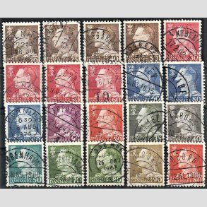 FRIMRKER DANMARK | 1961 - AFA 393 mv. - Fr. IX i ny gravering 20 stk. vrdier (19 forskellige) - Lux Stemplet