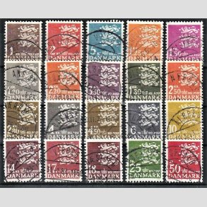 FRIMRKER DANMARK | 1946- AFA 293 mv. - Rigsvben 20 stk. forskellige vrdier - Lux Stemplet