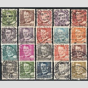 FRIMRKER DANMARK | 1948- AFA 306 - Fr. IX - 20 stk. forskellige vrdier - Pnt Stemplet