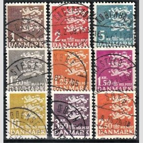 FRIMRKER DANMARK | 1946- AFA 293 mv. - Rigsvben 9 stk. forskellige vrdier - Lux Stemplet