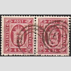 FRIMRKER DANMARK | 1871 - AFA 2 - 4 Skilling rosa i par - Stemplet