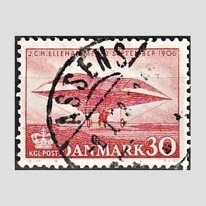 FRIM�RKER DANMARK | 1956 - AFA 366 - Ellehammer - 30 �re r�d - Pragt Stemplet