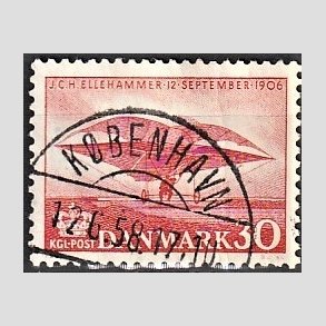 FRIM�RKER DANMARK | 1956 - AFA 366 - Ellehammer - 30 �re r�d - Pragt Stemplet